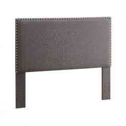 62 in. Gray Wooden Full Queen Size Headboard with Nail head Trim Details by Benjara