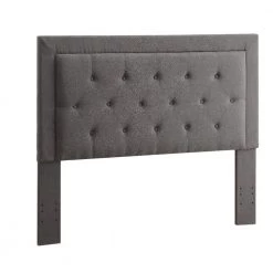 62 in. Gray Fabric Upholstered Full Queen Headboard with Button Tufting by Benjara