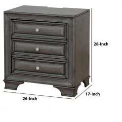 Gray 3-Drawer Wooden Nightstand with USB Outlet and Power Cord by Benjara -Cheap Benjara Store gray benjara nightstands bm182947 fa 1000