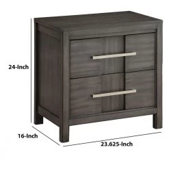 2-Drawers Gray Night Stand (24 in. H x 23.62 in. W x 16 in. D) by Benjara -Cheap Benjara Store gray benjara nightstands bm182990 44 1000
