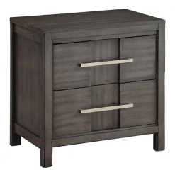 2-Drawers Gray Night Stand (24 in. H x 23.62 in. W x 16 in. D) by Benjara