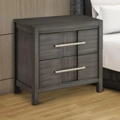 2-Drawers Gray Night Stand (24 in. H x 23.62 in. W x 16 in. D) by Benjara -Cheap Benjara Store gray benjara nightstands bm182990 fa 1000