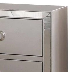 2-Drawer Silver Nightstand with Mirror Insert Front Trim by Benjara -Cheap Benjara Store gray benjara nightstands bm185423 4f 1000