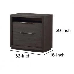 Gray Wooden Nightstand with Two Drawers and One Open Shelf 16 in. L x 32 in. W x 29 in. H by Benjara 9 Gray Wooden Nightstand with Two Drawers and One Open Shelf 16 in. L x 32 in. W x 29 in. H by Benjara -Cheap Benjara Store gray benjara nightstands bm187666 1f 1000