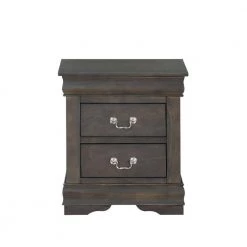 Traditional Style 2-Drawer Dark Gray Wooden Nightstand with Metal Handles 21.26 in. L x 15.43 in. W x 23.54 in. H by Benjara -Cheap Benjara Store gray benjara nightstands bm194255 1f 1000
