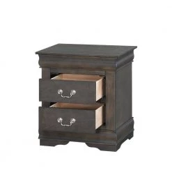 Traditional Style 2-Drawer Dark Gray Wooden Nightstand with Metal Handles 21.26 in. L x 15.43 in. W x 23.54 in. H by Benjara -Cheap Benjara Store gray benjara nightstands bm194255 4f 1000