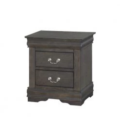 Traditional Style 2-Drawer Dark Gray Wooden Nightstand with Metal Handles 21.26 in. L x 15.43 in. W x 23.54 in. H by Benjara -Cheap Benjara Store gray benjara nightstands bm194255 c3 1000