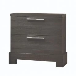 2-Drawer Gray Wooden Nightstand with Bar Pulls and Panel Support 24 in. L x 16 in. W x 25 in. H by Benjara