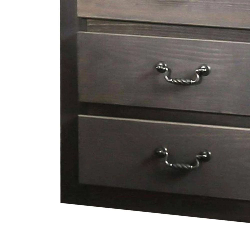 3-Drawer Gray Night Stand with Weathered Exterior (30 in. x 30 in. x 20 in.) by Benjara 5 3-Drawer Gray Night Stand with Weathered Exterior (30 in. x 30 in. x 20 in.) by Benjara - Image 5