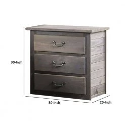 3-Drawer Gray Night Stand with Weathered Exterior (30 in. x 30 in. x 20 in.) by Benjara 12 3-Drawer Gray Night Stand with Weathered Exterior (30 in. x 30 in. x 20 in.) by Benjara -Cheap Benjara Store gray benjara nightstands bm252436 44 1000