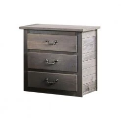 3-Drawer Gray Night Stand with Weathered Exterior (30 in. x 30 in. x 20 in.) by Benjara