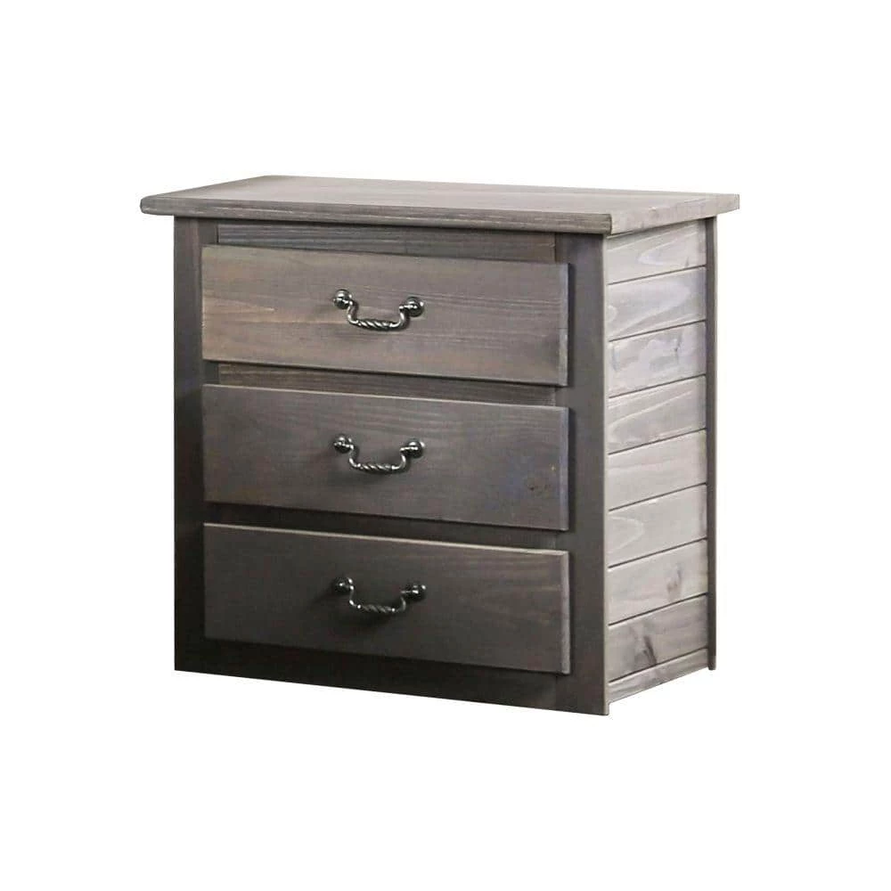 3-Drawer Gray Night Stand with Weathered Exterior (30 in. x 30 in. x 20 in.) by Benjara 1 3-Drawer Gray Night Stand with Weathered Exterior (30 in. x 30 in. x 20 in.) by Benjara
