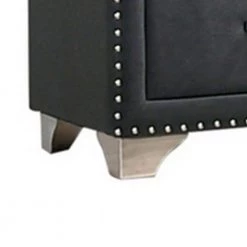 Cale 2-Drawers Gray Glam Wooden Nightstand with Nailhead and Velvet Upholstered (26.25 in. H x 21 in. W x 18 in. L) by Benjara -Cheap Benjara Store gray benjara nightstands bm280485 1f 1000