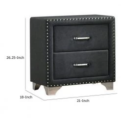 Cale 2-Drawers Gray Glam Wooden Nightstand with Nailhead and Velvet Upholstered (26.25 in. H x 21 in. W x 18 in. L) by Benjara -Cheap Benjara Store gray benjara nightstands bm280485 44 1000
