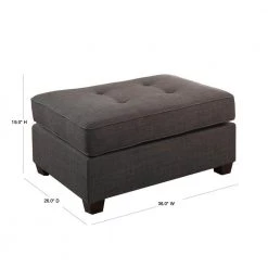 Cocktail Dark Gray Dorris Fabric and Pine Wood Ottoman by Benjara -Cheap Benjara Store gray benjara ottomans bm166751 40 1000