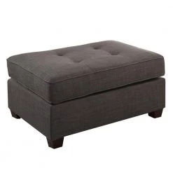 Cocktail Dark Gray Dorris Fabric and Pine Wood Ottoman by Benjara