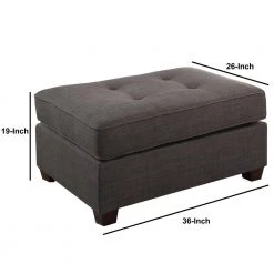 Cocktail Dark Gray Dorris Fabric and Pine Wood Ottoman by Benjara -Cheap Benjara Store gray benjara ottomans bm166751 a0 1000