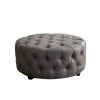 Contemporary Gray Slouchy Wooden Ottoman by Benjara