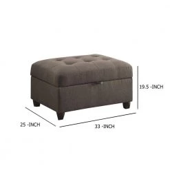 Gray Tufted Linen Upholstered Wooden Ottoman with Storage by Benjara -Cheap Benjara Store gray benjara ottomans bm182657 44 1000