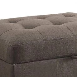 Gray Tufted Linen Upholstered Wooden Ottoman with Storage by Benjara -Cheap Benjara Store gray benjara ottomans bm182657 4f 1000
