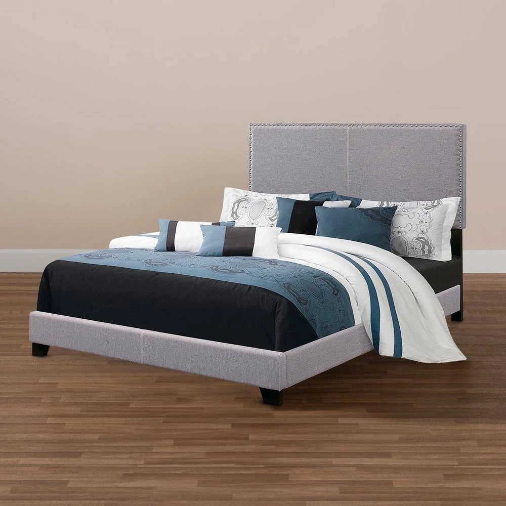 Explicitly Crisp Gray Upholstered California King Bed by Benjara 8 Explicitly Crisp Gray Upholstered California King Bed by Benjara - Image 8