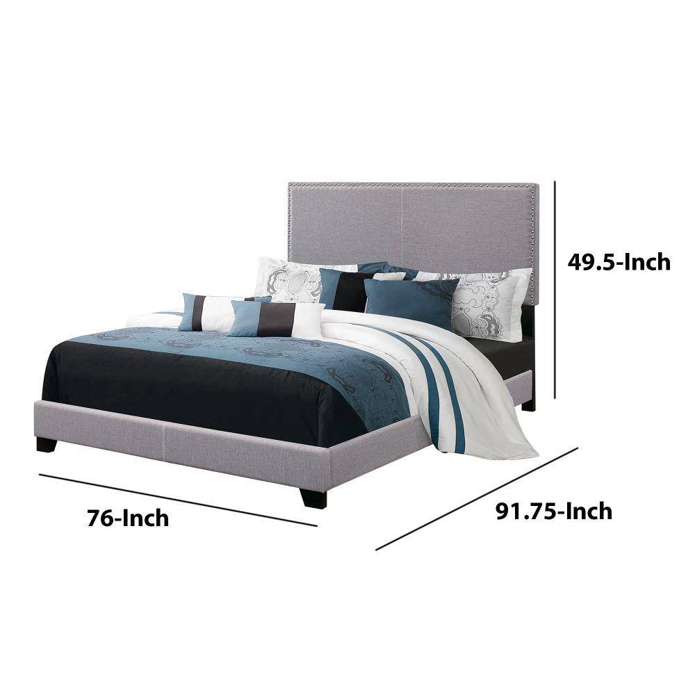 Explicitly Crisp Gray Upholstered California King Bed by Benjara 5 Explicitly Crisp Gray Upholstered California King Bed by Benjara - Image 5