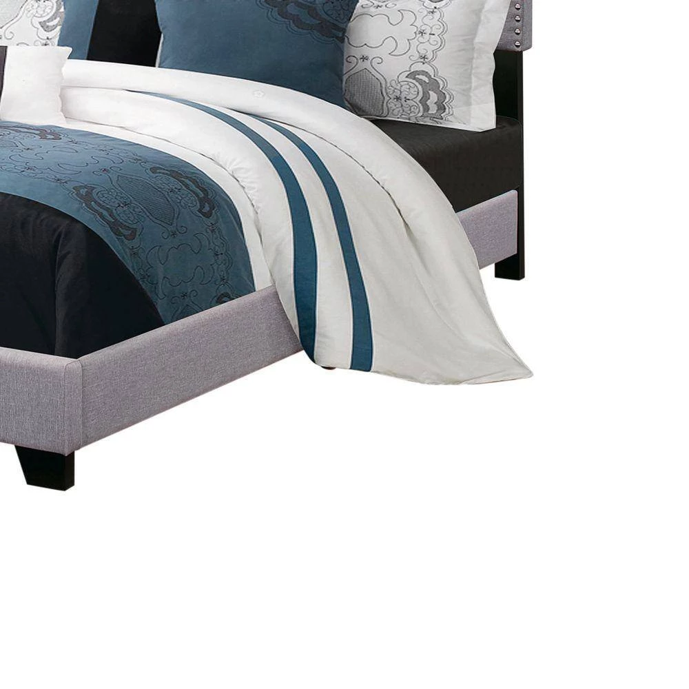 Explicitly Crisp Gray Upholstered California King Bed by Benjara 2 Explicitly Crisp Gray Upholstered California King Bed by Benjara - Image 2