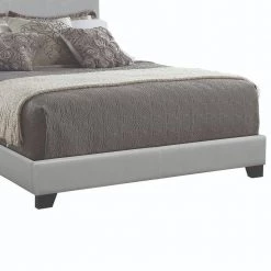 California Gray King Size Leather Upholstered Platform Bed by Benjara -Cheap Benjara Store gray benjara platform beds bm182798 1f 1000