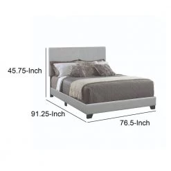 California Gray King Size Leather Upholstered Platform Bed by Benjara -Cheap Benjara Store gray benjara platform beds bm182798 44 1000