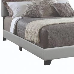 California Gray King Size Leather Upholstered Platform Bed by Benjara -Cheap Benjara Store gray benjara platform beds bm182798 4f 1000