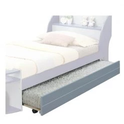 Transitional Style Gray Wooden Trundle Bed with Caster Wheels by Benjara