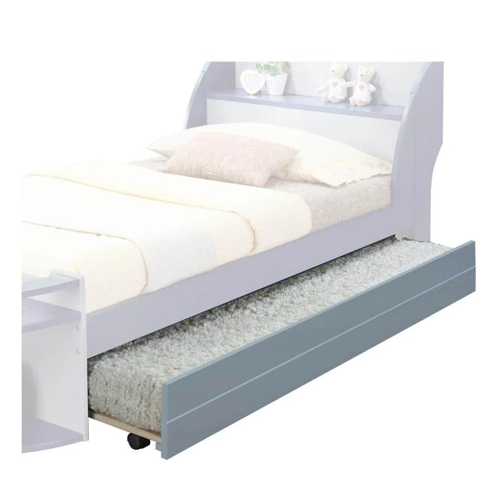 Transitional Style Gray Wooden Trundle Bed with Caster Wheels by Benjara 1 Transitional Style Gray Wooden Trundle Bed with Caster Wheels by Benjara