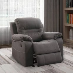 39 in. H Gray Leatherette Rocker Recliner by Benjara -Cheap Benjara Store gray benjara recliners bm166726 31 1000