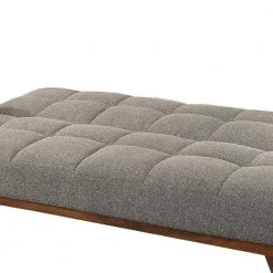 Gray Fabric Upholstered Tufted Futon Sofa with Angled Wooden Legs by Benjara -Cheap Benjara Store gray benjara sofas couches bm183227 1f 1000