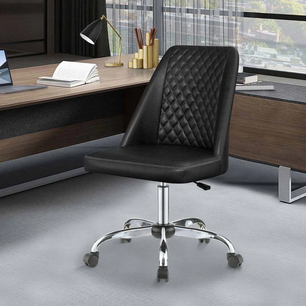 Gray Diamond Pattern Stitched Leatherette Office Chair with Star Base by Benjara 6 Gray Diamond Pattern Stitched Leatherette Office Chair with Star Base by Benjara - Image 6