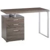 24 in. Rectangular Gray 3 Drawer Writing Desk by Benjara