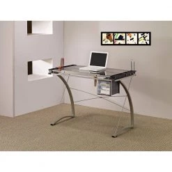 Sophisticated 23.75 in. Gray Metal Drafting Writing Desk with Tempered Glass Top by Benjara 11 Sophisticated 23.75 in. Gray Metal Drafting Writing Desk with Tempered Glass Top by Benjara -Cheap Benjara Store gray benjara writing desks bm159113 31 1000