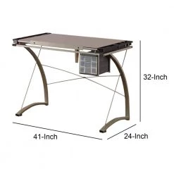 Sophisticated 23.75 in. Gray Metal Drafting Writing Desk with Tempered Glass Top by Benjara 10 Sophisticated 23.75 in. Gray Metal Drafting Writing Desk with Tempered Glass Top by Benjara -Cheap Benjara Store gray benjara writing desks bm159113 44 1000
