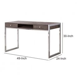 23.5 in. Gray Wooden Writing Desk with Electroplated Chrome Frame by Benjara -Cheap Benjara Store gray benjara writing desks bm159132 44 1000