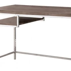 23.5 in. Gray Sleek and Elegant Writing Desk with Shelf by Benjara -Cheap Benjara Store gray benjara writing desks bm159139 4f 1000
