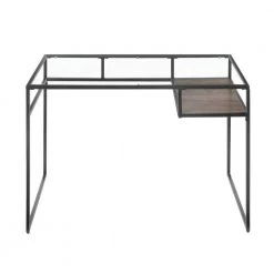 24 in. W Gray Rectangular Glass Top Writing Desk with Open Compartment and Sled Base by Benjara -Cheap Benjara Store gray benjara writing desks bm225734 77 1000