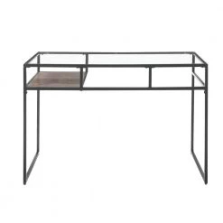 24 in. W Gray Rectangular Glass Top Writing Desk with Open Compartment and Sled Base by Benjara -Cheap Benjara Store gray benjara writing desks bm225734 c3 1000