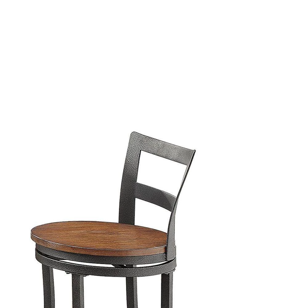 35 in. Gray and Brown Wooden and Metal Counter Height Swivel Chair (Set of 2) by Benjara 5 35 in. Gray and Brown Wooden and Metal Counter Height Swivel Chair (Set of 2) by Benjara - Image 5