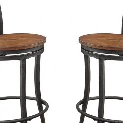 35 in. Gray and Brown Wooden and Metal Counter Height Swivel Chair (Set of 2) by Benjara 11 35 in. Gray and Brown Wooden and Metal Counter Height Swivel Chair (Set of 2) by Benjara -Cheap Benjara Store gray brown benjara bar stools bm176406 44 1000
