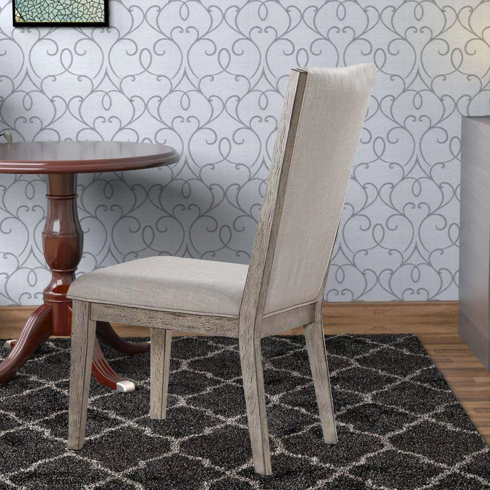 Transitional Style Gray Oak Wooden Side Chair with Fabric Upholstery (Set of 2) by Benjara 7 Transitional Style Gray Oak Wooden Side Chair with Fabric Upholstery (Set of 2) by Benjara - Image 7