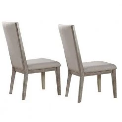 Transitional Style Gray Oak Wooden Side Chair with Fabric Upholstery (Set of 2) by Benjara
