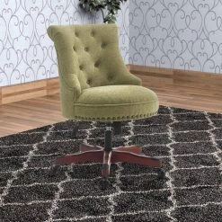 35 in. H Olive Green and Brown Wooden Office Chair with Button Tufted Backrest by Benjara 13 35 in. H Olive Green and Brown Wooden Office Chair with Button Tufted Backrest by Benjara -Cheap Benjara Store green and brown benjara task chairs bm143949 31 1000
