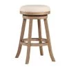 Liam 30 in. Ivory Backless Wood Barstool, Swivel Seat, High Density Foam Cushion by Benjara
