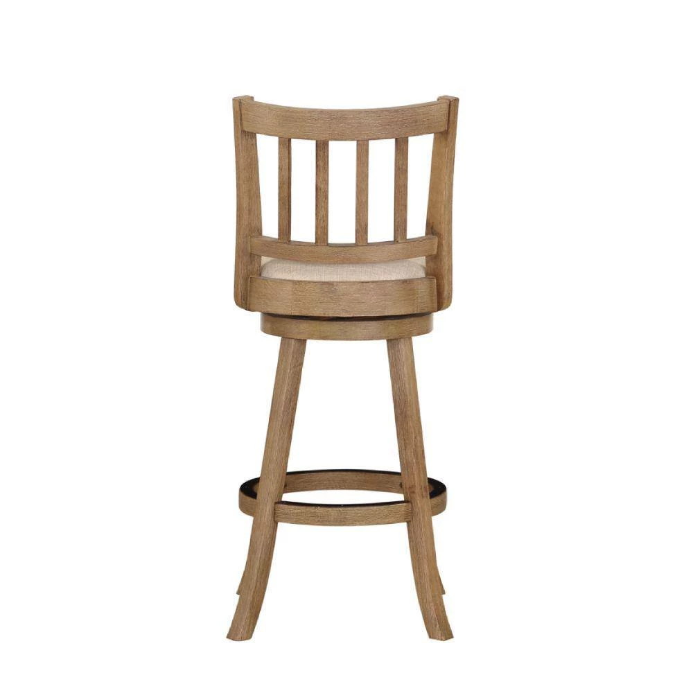 43.5 in. Ivory Rubberwood Swivel Barstool with Slatted Back by Benjara 4 43.5 in. Ivory Rubberwood Swivel Barstool with Slatted Back by Benjara - Image 4