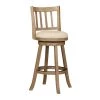 43.5 in. Ivory Rubberwood Swivel Barstool with Slatted Back by Benjara